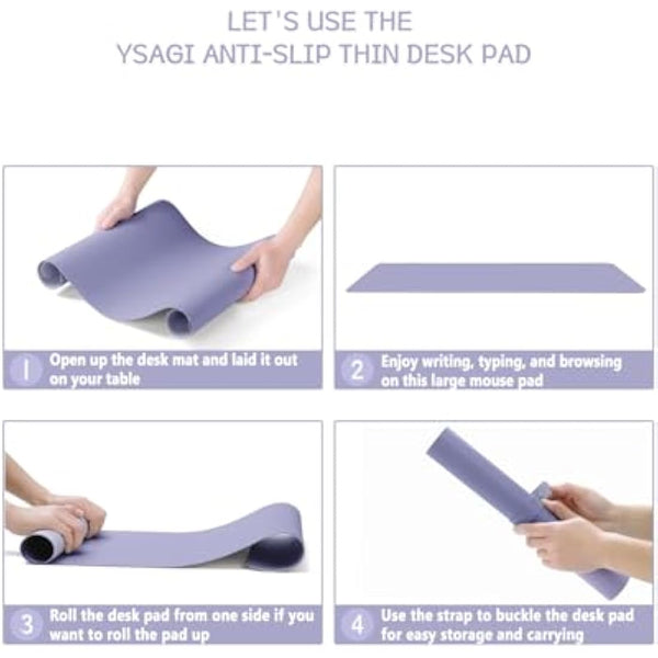 YSAGi Non-Slip Desk Pad, Waterproof PVC Leather Desk Table Protector, Ultra Thin Large Mouse Pad, Easy Clean Laptop Desk Writing Mat for Office Work/Home/Decor (80 x 40 cm, Lavender)