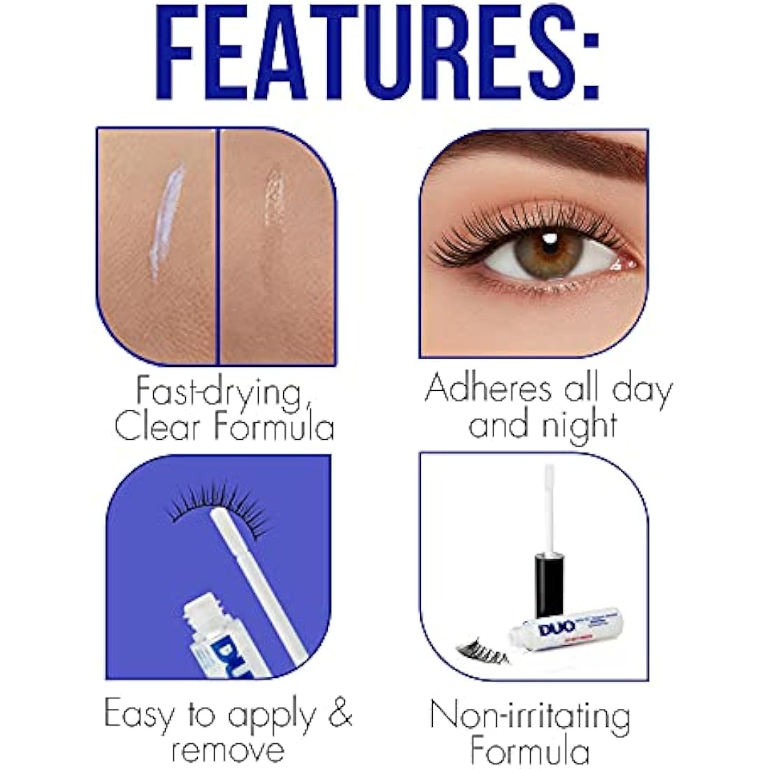 Duo Quick Set Clear Lash Glue, Striplash Adhesive with Applicator, Latex Free, Rapid Dry, Easy Use, Dries Clear, False Eyelash Glue, 5 g, (Pack of 1)