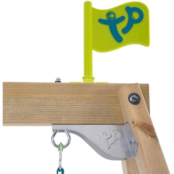 TP Toys Forest Wooden Single Swing Includes 1 Fully Adjustable Rapid Swing Seat, Supplied With Ground Stakes, FSC Certified Pressure Treated Wood, Strong and Sturdy Construction, Age 3 years+