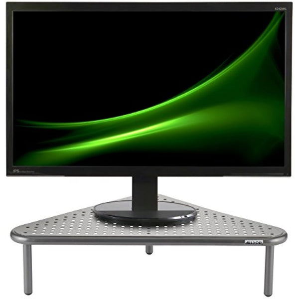 Allsop Metal Art Corner Monitor Stand, Holds 18kg (40 lbs), Great for Small Offices - Silver (06478)