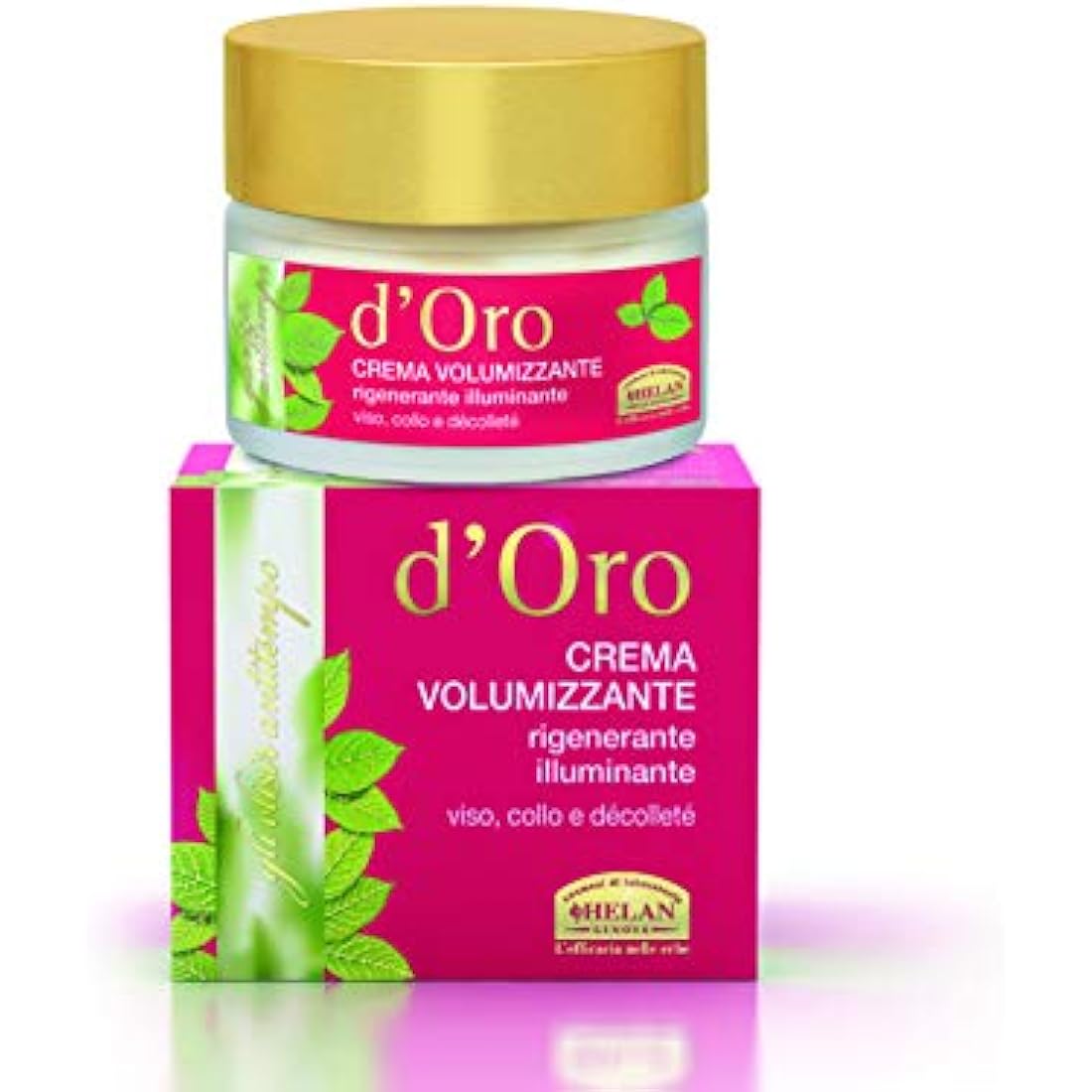 Helan D'Oro - Volumising Face Moisturiser for Skincare Routine with Vitamin C to Stimulate Collagen & Elastin Synthesis - Moisturising, Nourishing & Brightening Neck & Face Cream - Made in Italy, 50ml