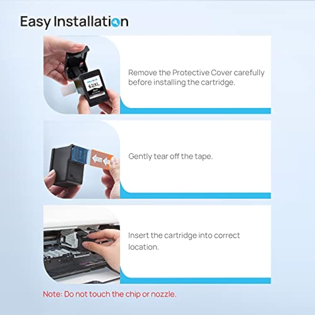 62XL High Yield Ink Cartridges Combo Pack Black and Tri-colour Replacement for HP 62 XL Compatible for Envy 5540 5541 5542 5544 5546 5640 5642 5644 5646 7640 OfficeJet 200 250 5740 5742 5744 (2-Pack)