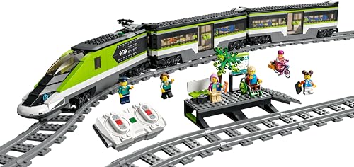 LEGO City Express Passenger Train Set - incl. a Remote Controlled Train Toy with Working Headlights, 2 Coaches, 24 Track Pieces & 6 Minifigures - Gift for 7+ Year Old Boys & Girls - 60337