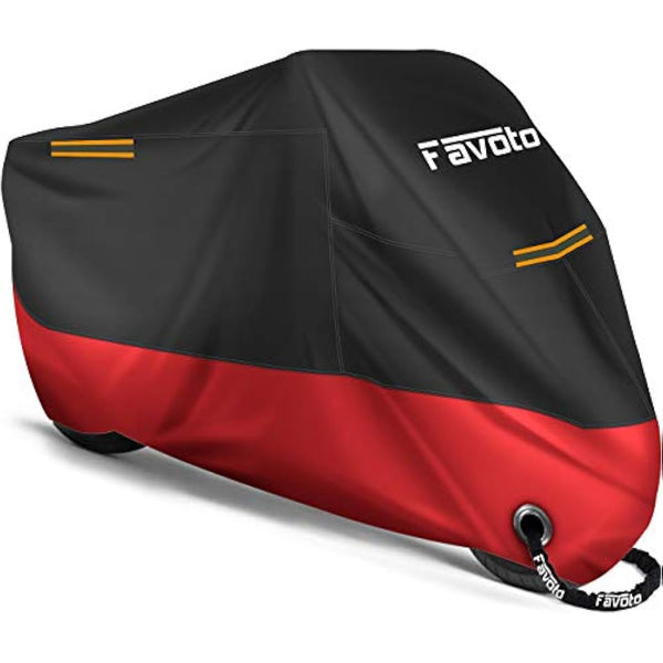 Favoto Improved Version Motorcycle Cover All Season 210D Waterproof Outdoor 96.5" Motorbike Garage Cover Winter-proof with 2 Windproof Buckles 245 cm x 105 cm x 125 cm