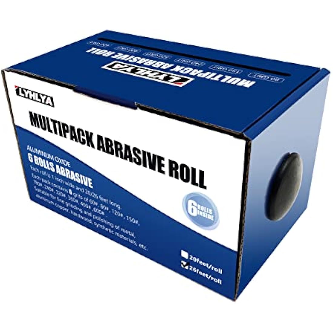 6 Rolls Sandpaper, 2.5cm x 8m Sand Paper Abrasive Paper with Dispenser Emery Cloth Roll for Wood Furniture Finishing Metal Sanding Automotive Polishing, 80/150/240/320/400/600