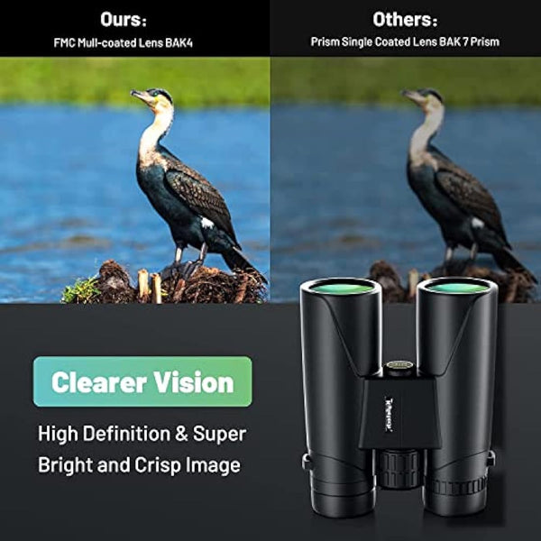Kylietech High Power 12x42 Binoculars for Adults with BAK4 Prism, FMC Lens, Fogproof & Waterproof Great for Bird Watching Travel Stargazing Hunting Concerts (Smartphone Adapter Included)