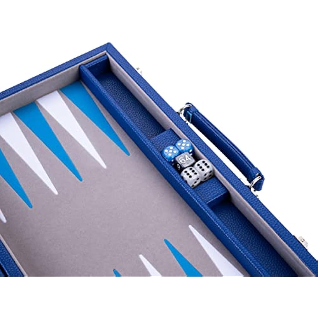 Engelhart - 250526 - Luxury 18" backgammon set inlaid velvet - leatherette exterior - pearly dice and token