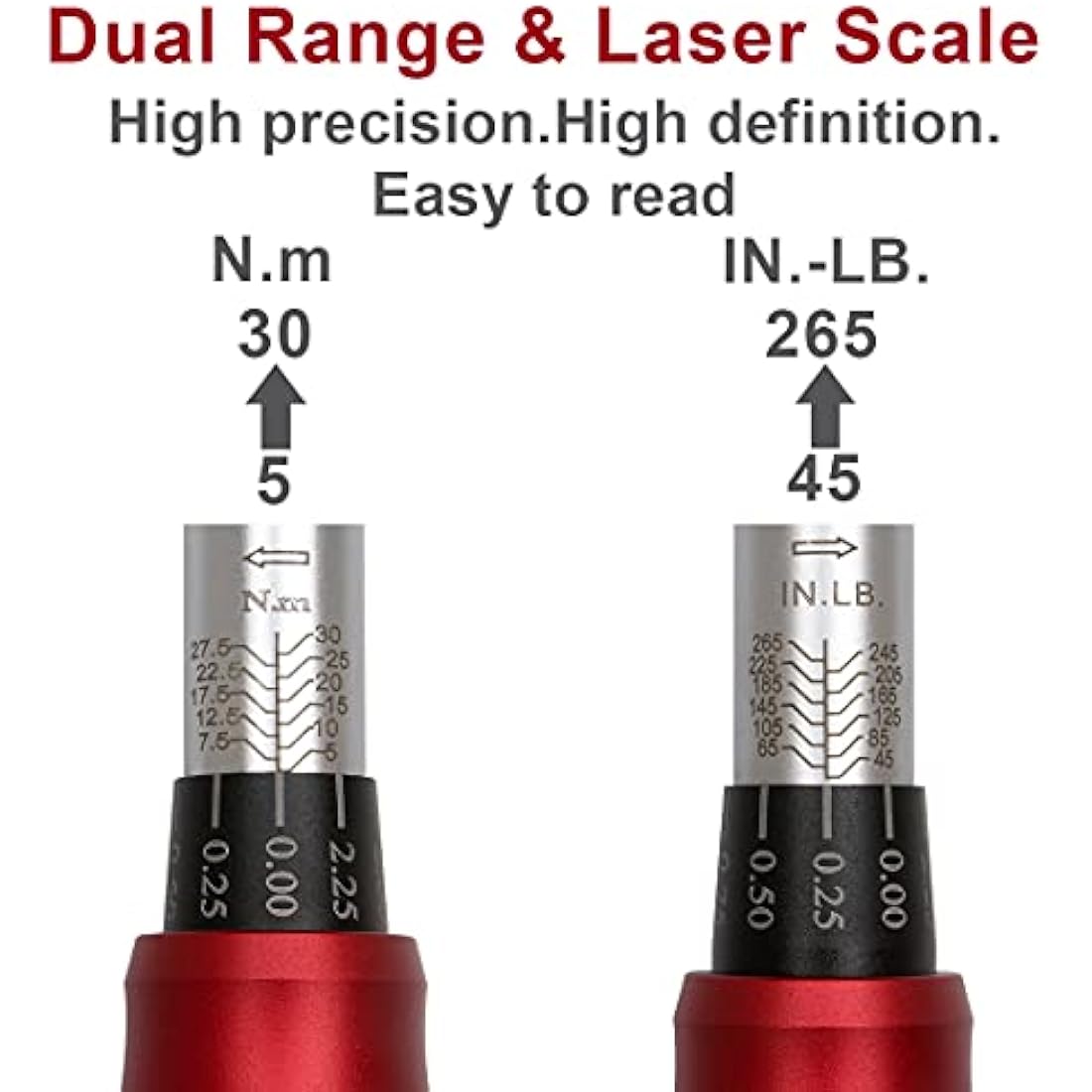 FOURROBBER Torque Wrench Set 1/4-inch Drive Click Dual-Direction Adjustable 90-Tooth Torque Wrench with Buckle 5-30Nm,Accuracy ± 3%