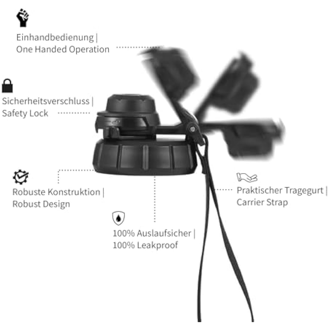 hydro2go Stainless Steel Water Bottle with Sports Lid – BPA-Free, Leak-Proof, Insulated Bottle for Sports & Outdoors, Keeps Drinks Cold 24h / Hot 12h (Quicksilver, 950 ml)