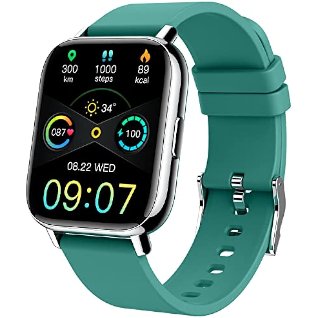 Smart Watch, Fitness Tracker 1.69" Touch Screen Heart Rate Sleep Monitor, IP68 Waterproof Fitness Watch, 24 Modes, Pedometer Step Activity Trackers Smartwatch for Men Women for Android iOS Cyan