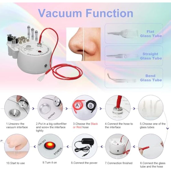 3 in 1 Microdermabrasion Machine, FAZJEUNE Vacuum Microdermabrasion Diamond Black Head Remover Facial Skin Spa Home Massager Skin Peeling Lifting Tighten Wrinkle with Spray Bottle