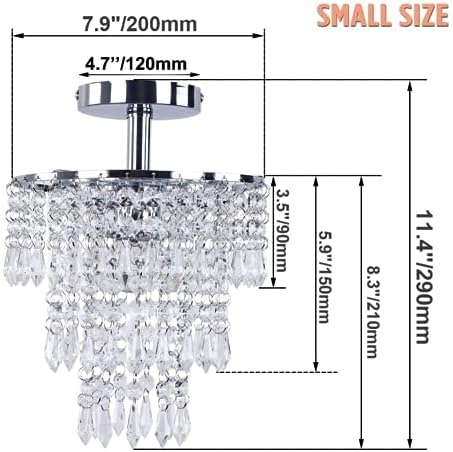 FRIXCHUR Modern Crystal Chandelier Ceiling Light Fitting Hallway Lights Ceiling Light 3 Tiers Crystal Raindrop Chandelier for Bedroom Living Room Dining Room (Chrome)