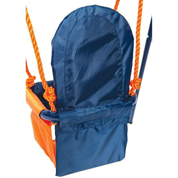 Hedstrom Folding Baby Swing Set | Age 6-36 Months | Outdoor Garden or Home Play Equipment Children | Adjustable Kids Playground | Toddler Toy Chair High Back, Blue/Orange