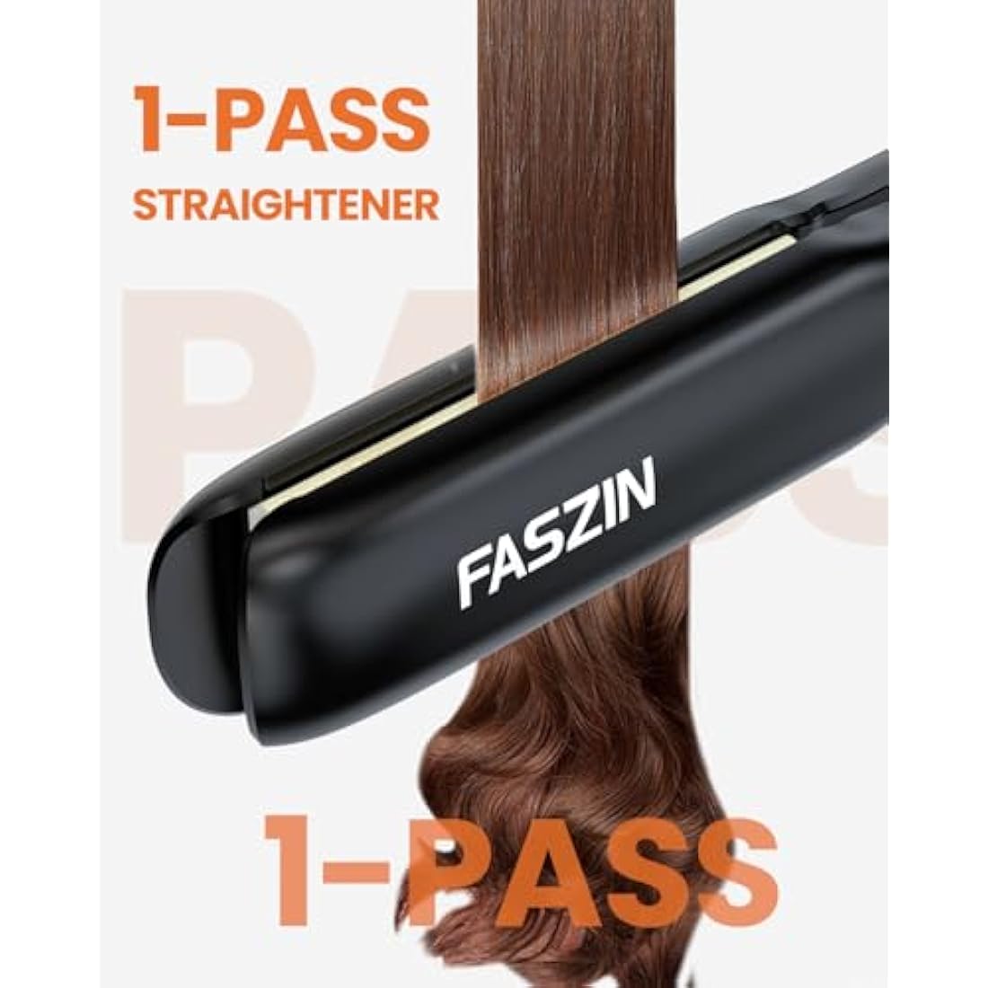 Faszin Hair Straighteners, Ionic Titanium Plate for Smooth Shiny Results, 20S Fast Heat Up Flat Iron, Clear LCD Display (Black)