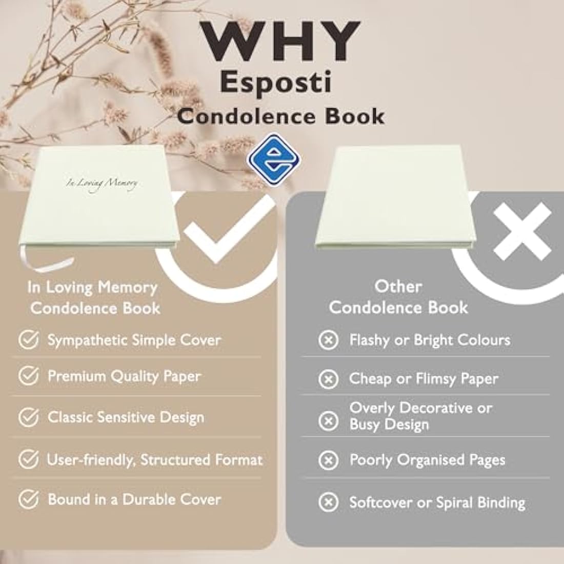 in Loving Memory Condolence Book - 96 Pages with Silver Gilt Pages & Storage Box - Hardcover Memorial Guest Book with 1152 Message Lines & Keepsake Pocket - for Funeral Services (White, 218x160mm)