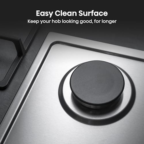 Hisense GM773XF 75cm 5 Burners Built-in Gas Hob with Easy Clean Surface, Wok Burner - Stainless steel