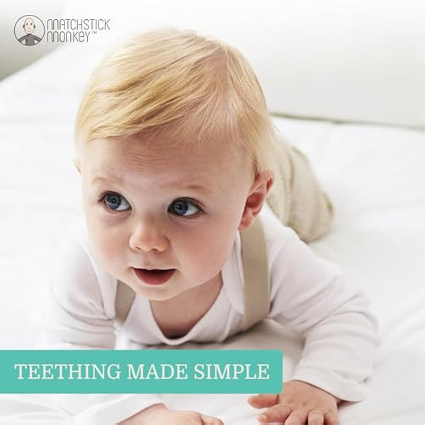 Matchstick Monkey, Original Teether & Gel Applicator, Antimicrobial Silicone Teething Toys for Baby, Easy to Grip, BPA Free, 3 Months Old+, 10.5 cm, Grey Monkey