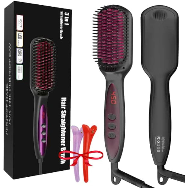Hair Straighteners Brush for Women, 30s Quick Heating Hair Straightening Brushes Gifts to Her Heated Hair Straighener Comb for Self Styling 250°F-450°F Anti Scald