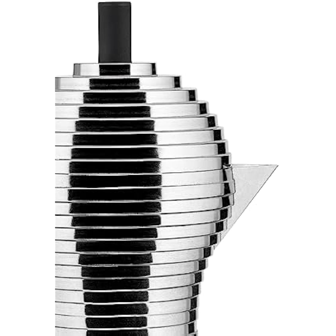 Alessi MDL02/6 B Cast Aluminium Espresso Coffee Maker with a Polyamide Handle & Knob, Aluminium, black, 6 Cups