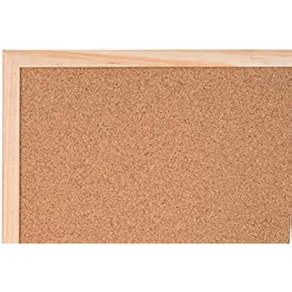 Bi-Office Basic Cork Board, Pine Wood Frame, 90 x 60 cm, brown