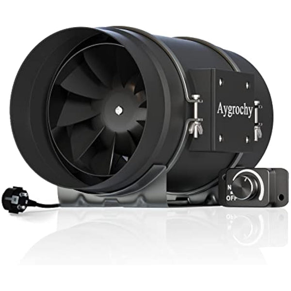 Aygrochy Quiet 8” Inline Duct Fan with 0-100% Variable Speed Controller - Ventilation Exhaust Fan Using for Heating Cooling Booster, Grow Tents, Hydroponics,Home use Ventilation and Exhaust Blower.
