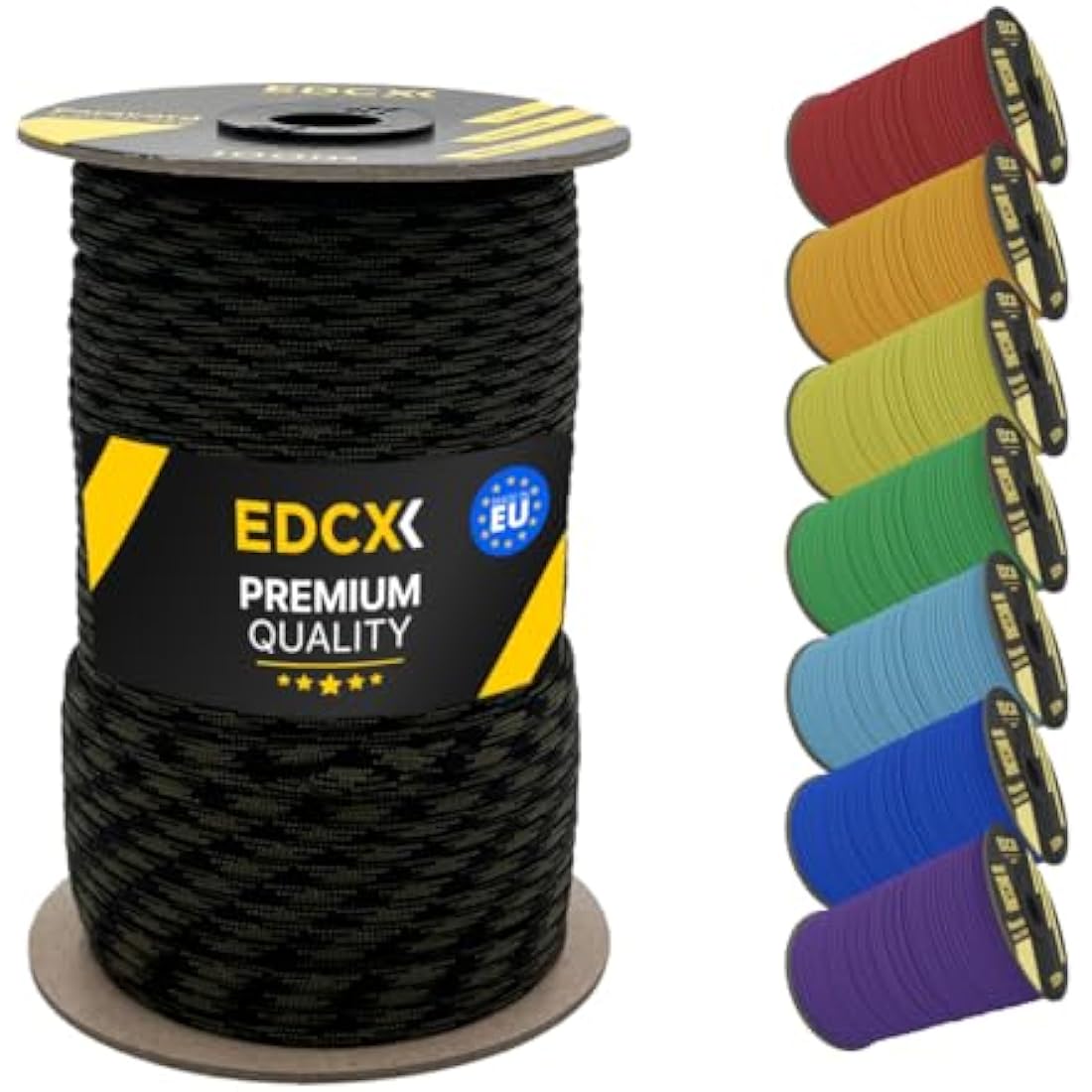 EdcX 4mm Rope 550 - Type III, 100% Rope, 7 Strand Rope, 4mm Rope in Solid Colors