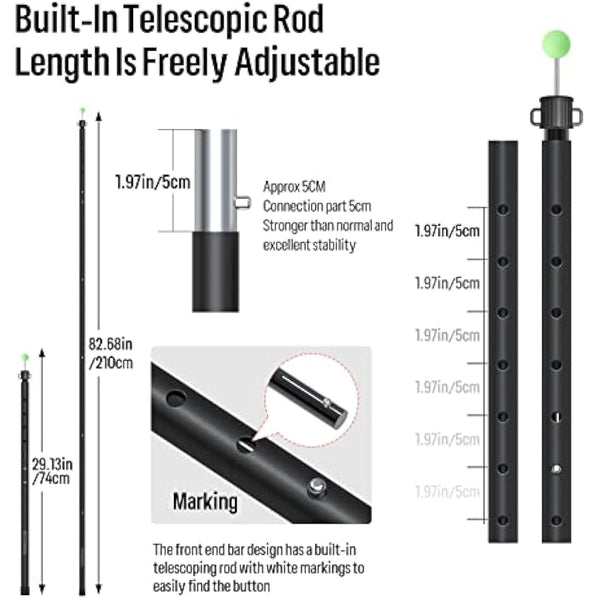 KOMCLUB Tarp Poles Adjustable Tent Pole Upgrade Thickened Stainless Steel Camping Tarp Pole for Outdoor Canopy Awning Rain Shelter