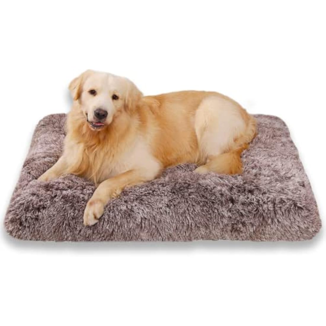 Jaspuriea Small Dog Bed Washable Dog Crate Mattress Calming Fluffy Anti Anxiety Dog Beds Deluxe Plush Dog Mat with Anti-Slip Bottom, Brown,60x45x6cm