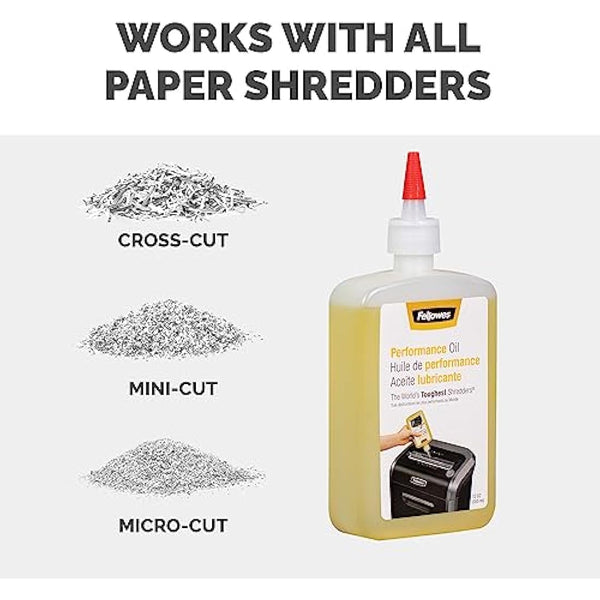 Fellowes Shredder Oil for Micro Cut and Cross Cut Paper Shredders, 355ml - Shredder Oil Lubricant