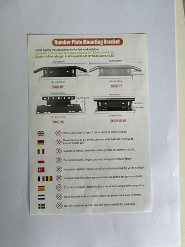 Rigidon Universal License Number Plate Mounting Bracket Holder Front Bull Bar Bumper for LED Driving Light Bar Work Lamp 4X4 Off Road Truck Car Frame Mounting Bracket Black