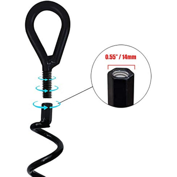 Jayzod 18 Inch Spiral Earth Ground Heavy Duty Shed Anchor Kit Ideal as Dog tie Out Stake Securing Animals, Tents, Canopies, Sheds, Car Ports, Swing Sets,4Pack,Adapter was not Included