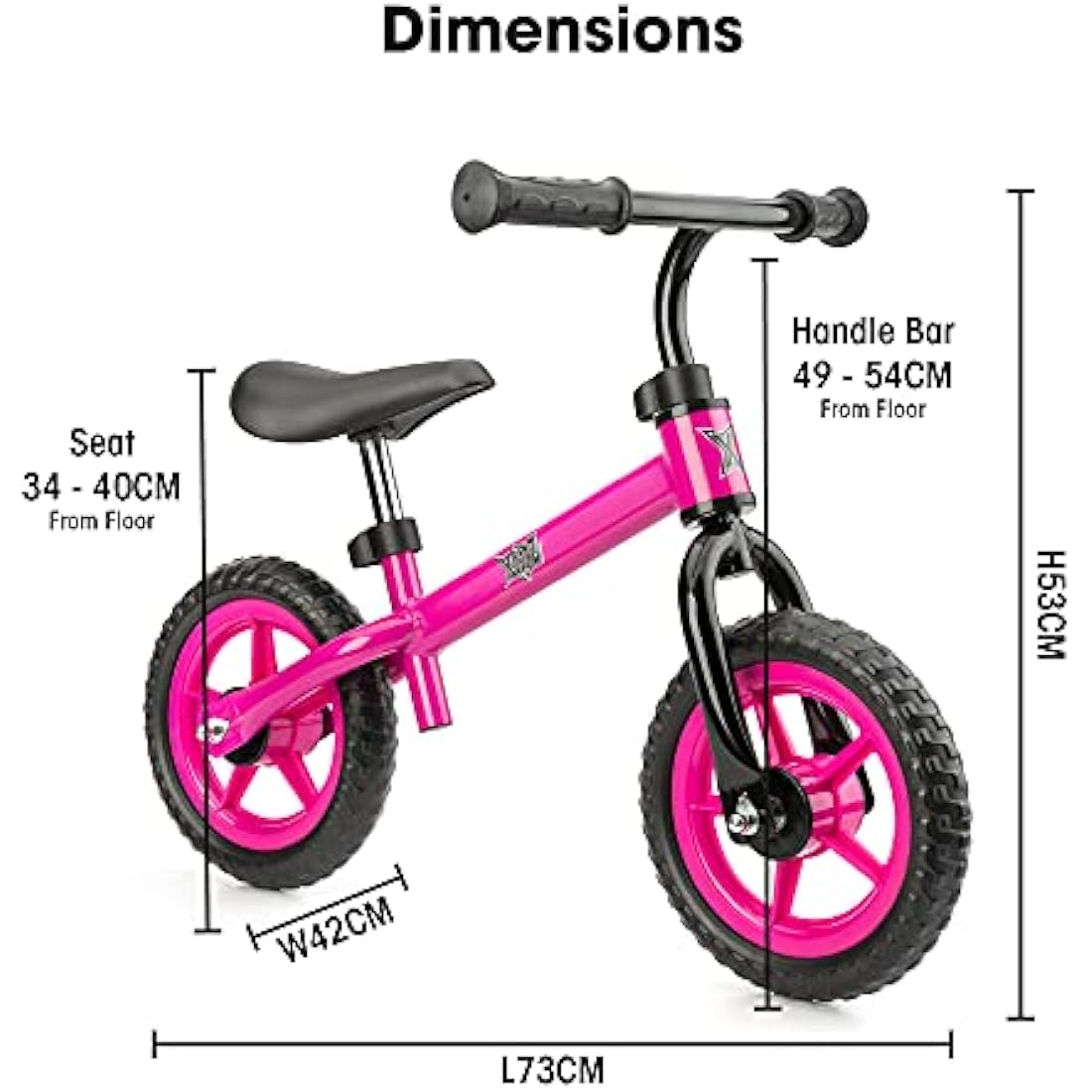 Xootz Balance Bike for Toddlers And Kids, Training Bicycle with Adjustable Seat And No Pedals, Pink