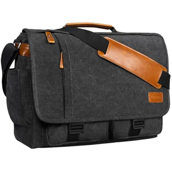 Estarer Laptop Satchel Messenger Bag 17.3 Inch Mens Large Teacher Shoulder Bag for Work Office School