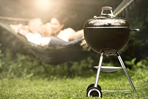 Weber Original Kettle Charcoal Grill, Ø 57cm Grill Area, BBQ Grill with Porcelain-Enamelled Lid & Bowl, Lid Thermometer, One-Touch Cleaning System - Black (14101004)