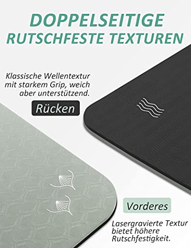 Yoga Mat Non Slip Thick 0.31"(8mm) with Strap, TPE Fitness Mat for Yoga Pilates Workout, 72"?24"(183?61cm) Large Yoga Mats for Women Men and