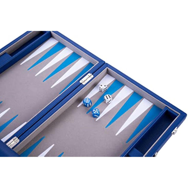 Engelhart - 250526 - Luxury 18" backgammon set inlaid velvet - leatherette exterior - pearly dice and token