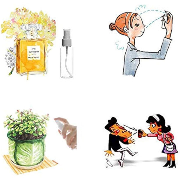 50ml Small Spray Bottle Empty Clear Fine Mist Spray Bottles Plastic Travel Atomiser Bottle Set Refillable Liquid Containers for Make-up Cosmetic Hair