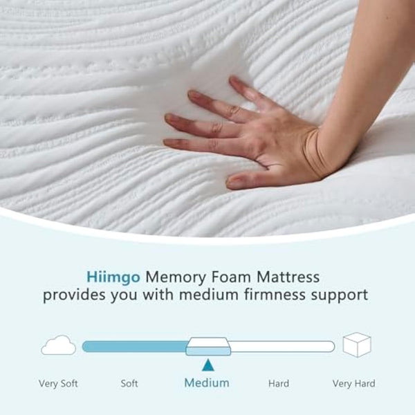 Hiimgo Single Mattress Memory Foam - Orthopaedic Medium Firm Support, Breathable Carved Knitted Cover for Back Pain & Pressure Relief (190x90x15cm)