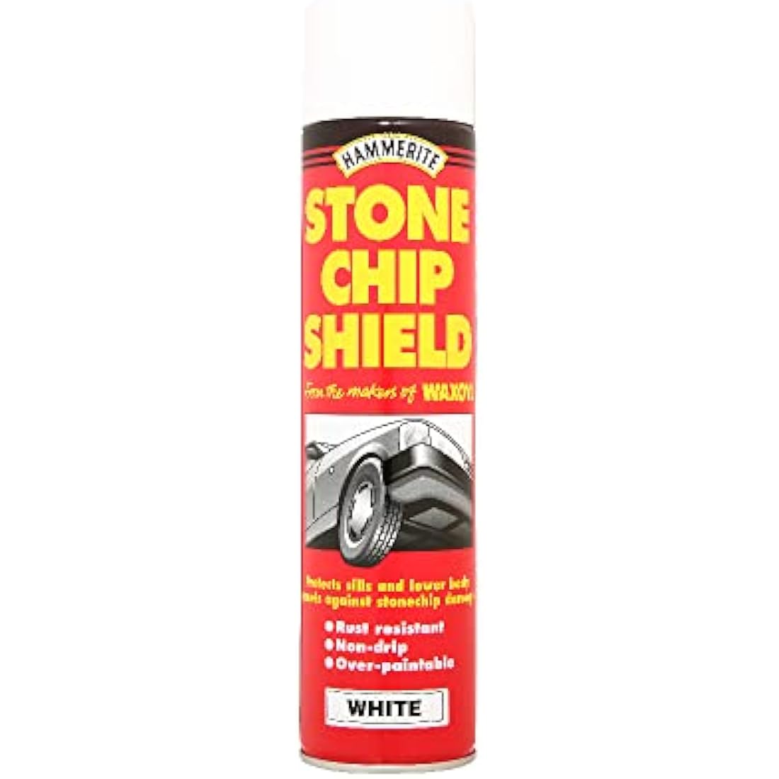 Hammerite Stone Chip Shield. Spray Shield Underseal Metal Paint for Cars. Underbody White Metal Paint. Rust Resistant, Durable Automotive Paint, 8 Year Protection - 600ml Aerosol 1.5 SqM Coverage