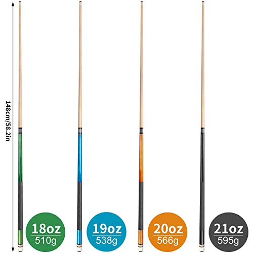 Aklot Pool Cue,Cue Sticks 58 inch Pool Cues Adult Canadian Maple Wood Billiard Stick 18 19 20 21 oz