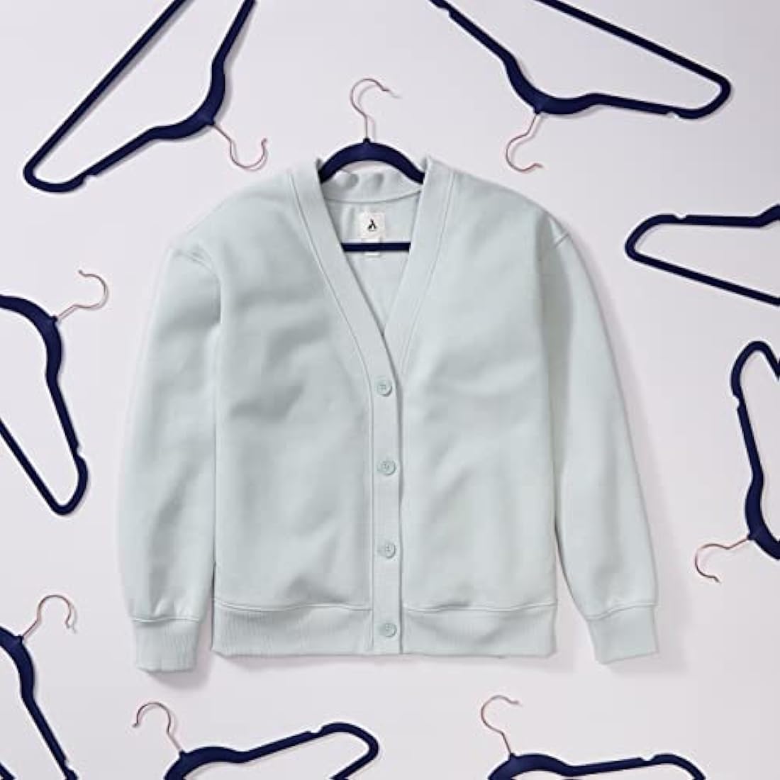 Amazon Basics Slim Velvet, Non-Slip Suit Clothes Hangers, Pack of 50, Navy Blue/Rose Gold