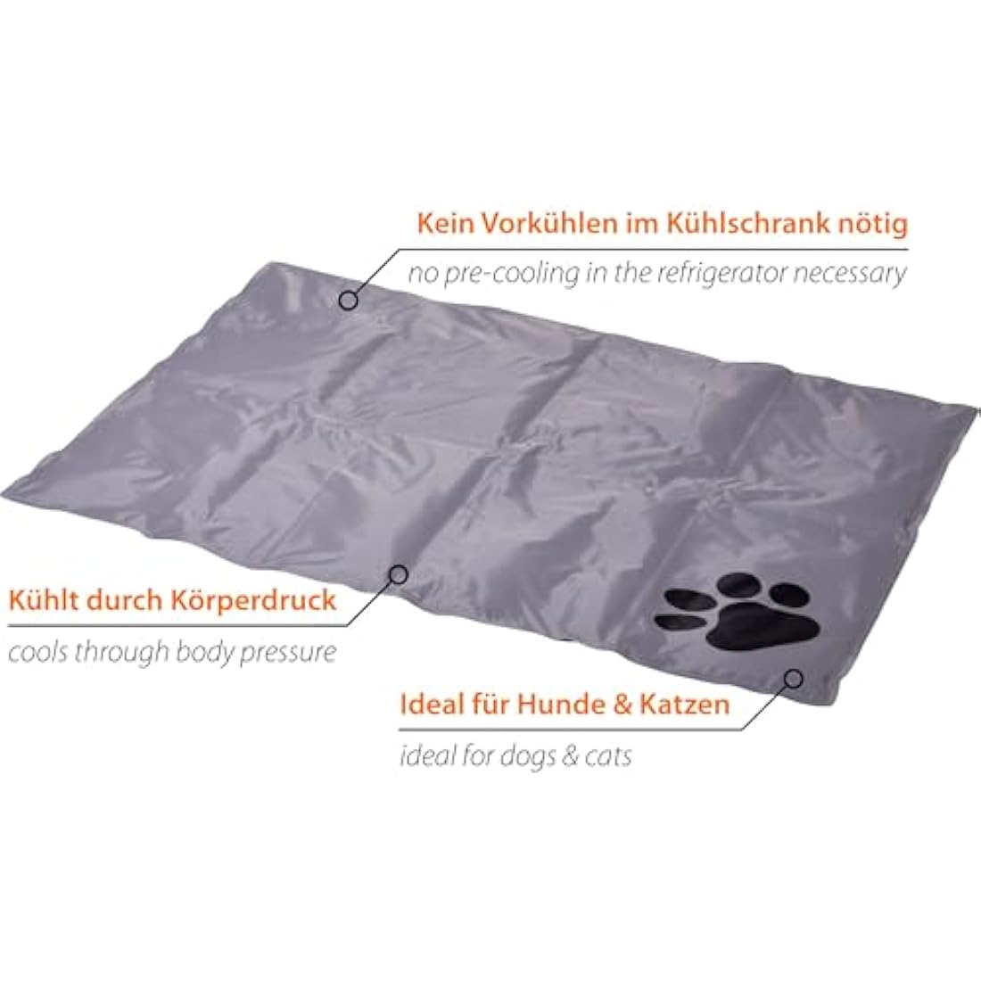 dobar® 60422 Cooling Mat for Dogs - Dog Cooling Mat for Dogs & Cats - Self-Cooling Mat for Pets - Dog Blanket with Cold Gel Filling - Cooling Blanket - 99.5 x 70 cm - Grey