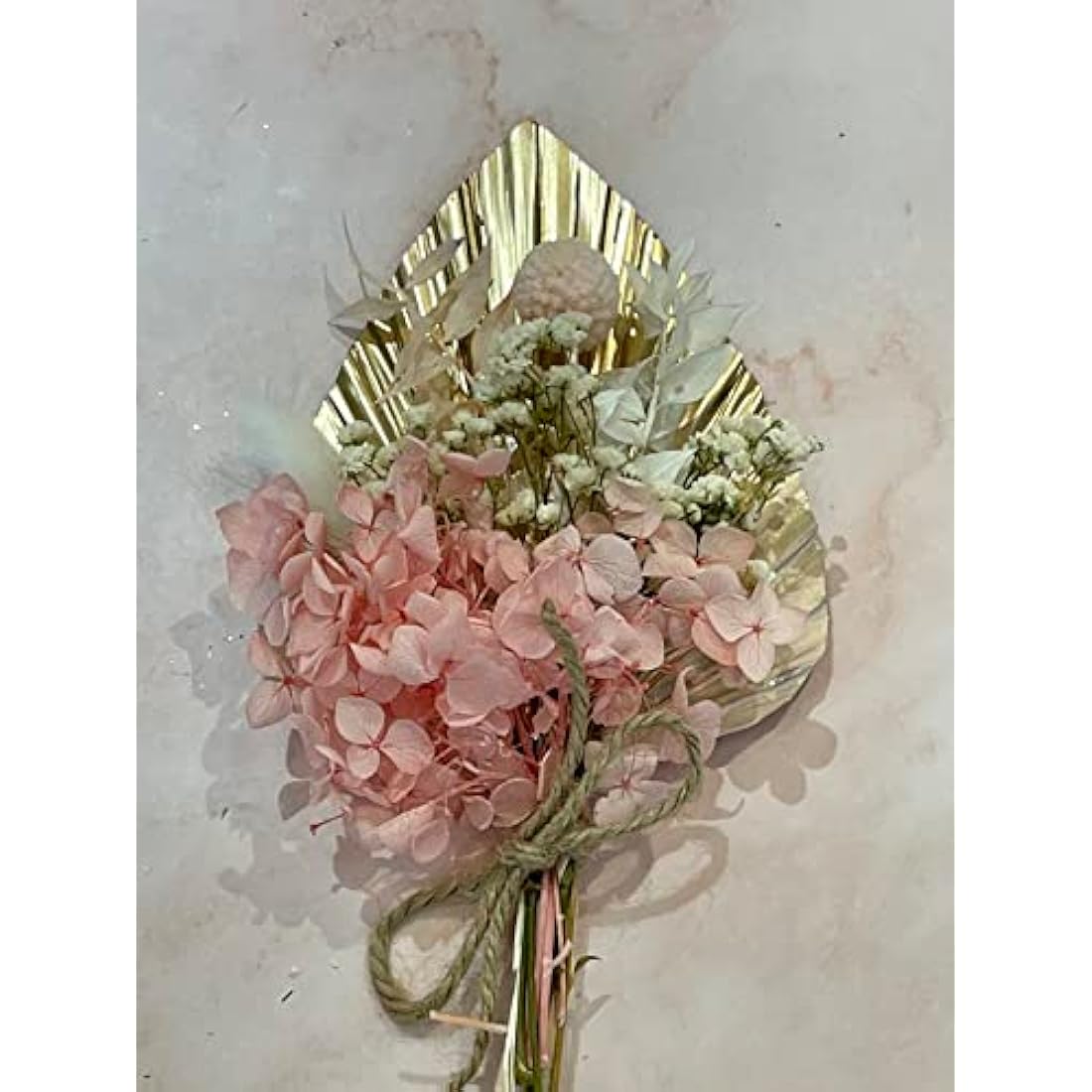 Dried Flower Cake Topper Spear Palm Bouquet (Pink and Gold)