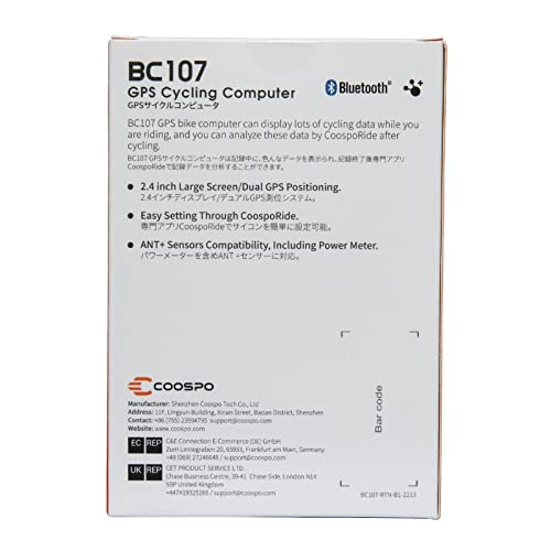 COOSPO ANT+ GPS Wireless Bike Computer with Bluetooth, Multifunction ANT+ GPS Bike Computer with 2.4 Inch LCD Display, Bike Speedometer with Automatic Backlight IP67