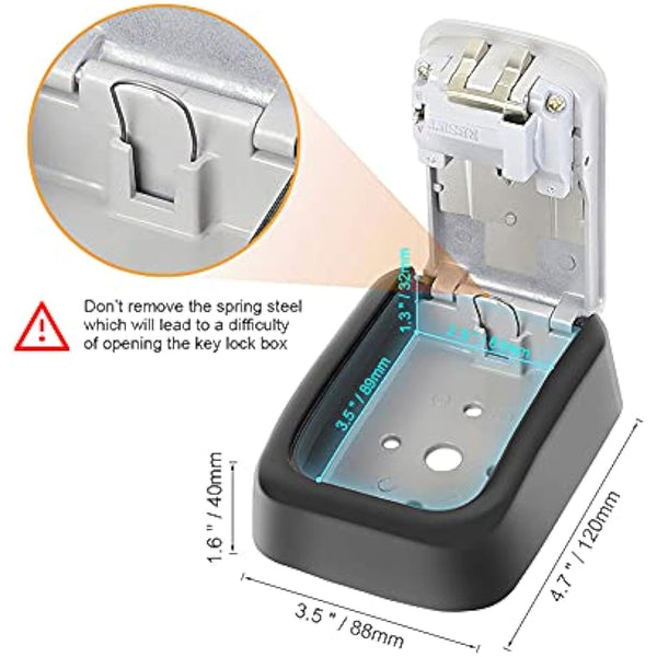 GRIFEMA GA1003 Key Safe Wall Mounted, Large Capacity Key Lock Box Outdoor,Waterproof Key Safe Box with 4 Digit Combination, Key Lock Cabinet for Spare House Keys, With Slide Cover, Gray, Medium Size