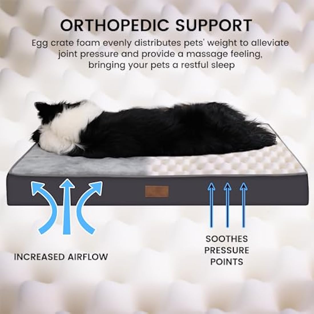 Jaspuriea Small Orthopedic Dog Beds with Waterproof Removable Cover, Anti-Slip Washable Dog Bed, Deluxe Flannel Comfy Dog Crate Mattress, Grey, 60x45x9cm