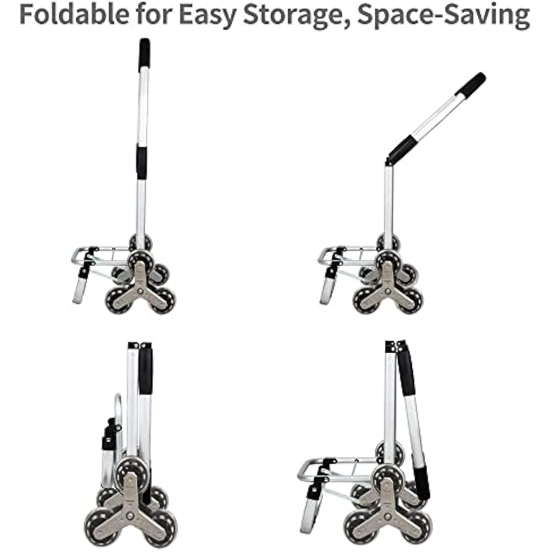 Folding Shopping Trolley 6 Wheels Stair Climber Cart with Removable Bag and Adjustable Elastic Cord 2 Extra Pockets Utility Trolley maximum capacity 50kg 45L (Flower)