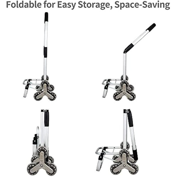 Folding Shopping Trolley 6 Wheels Stair Climber Cart with Removable Bag and Adjustable Elastic Cord 2 Extra Pockets Utility Trolley maximum capacity 50kg 45L (Flower)