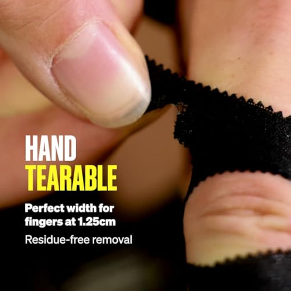 SPORTTAPE Box of 24 Rolls Zinc Oxide Finger Tape - Black - 1.25cm x 10m | for Jiu Jitsu, Bouldering, Rock Climbing, BJJ, Crossfit, Rowing, Climbing & Golf (12 Packs of 2 Rolls)