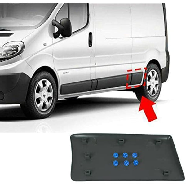 MKAREPART Rear Left Side Trim Moulding Panel Protective Strip for Long Body Compatible with Vivaro Trafic MK2 Primaster 2001-2014 (Rear Left LWB)